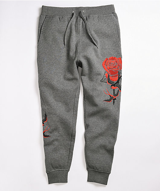 Empyre Rose Swallows Grey Jogger Sweatpants Zumiez