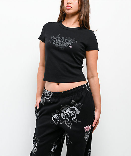 Empyre Rose Black Crop T-Shirt