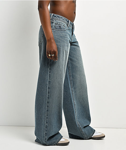 Empyre Rowen Ex-Boyfriend Blue Wash Low Rise Wide Leg Jeans