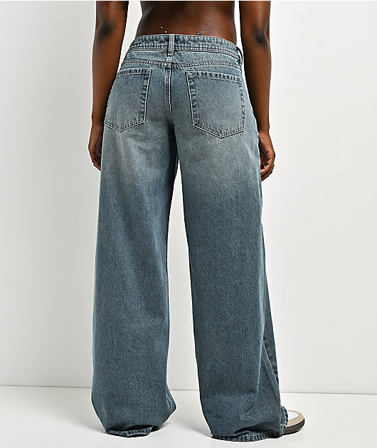 Empyre Rowen Ex-Boyfriend Blue Wash Low Rise Wide Leg Jeans
