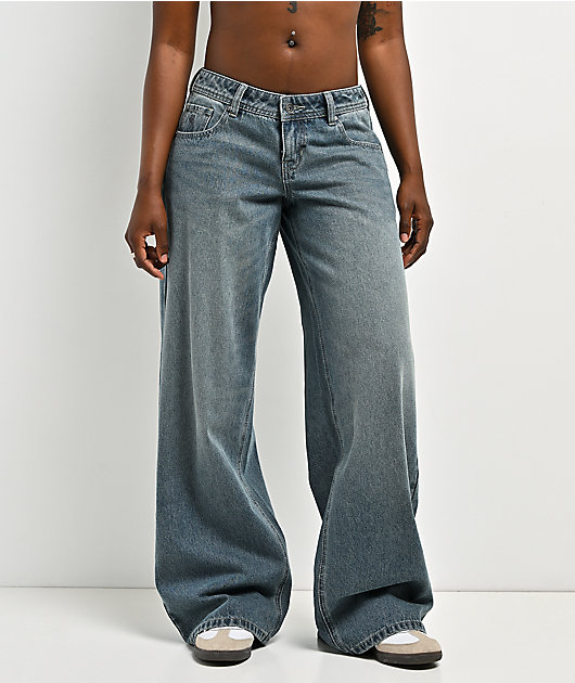 Empyre Rowen Ex-Boyfriend Blue Wash Low Rise Wide Leg Jeans