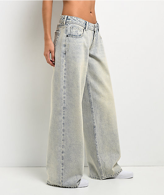 Empyre Rowen Wednesdays Wash Denim Low Rise Wide Leg Jeans