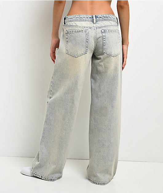 Empyre Rowen Wednesdays Wash Denim Low Rise Wide Leg Jeans