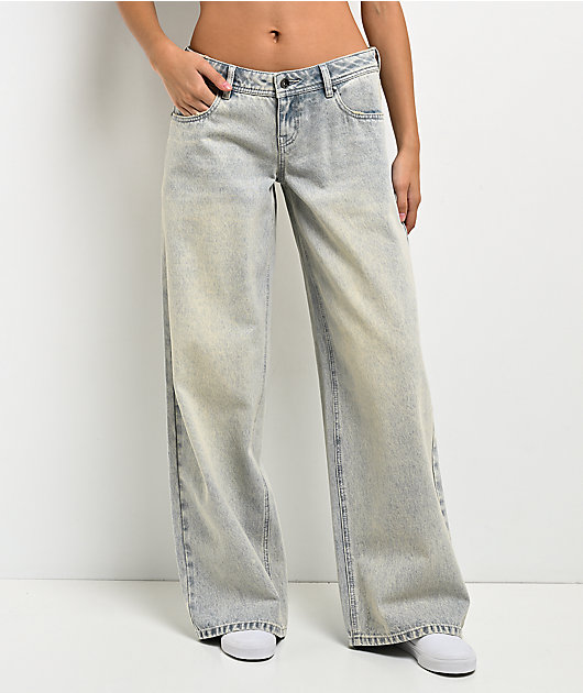 Empyre Rowen Wednesdays Wash Denim Low Rise Wide Leg Jeans