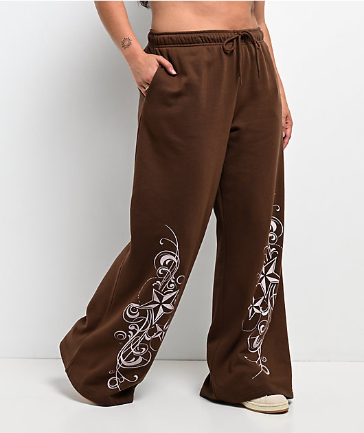 Empyre Scene Brown Wide Leg Sweatpants