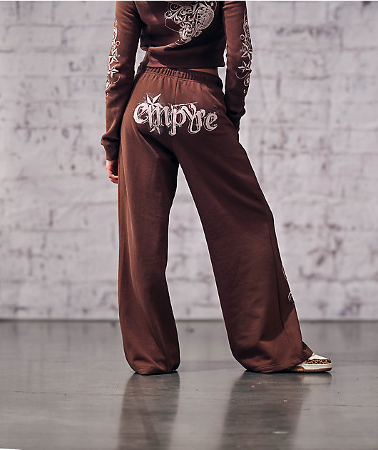 Empyre Scene Brown Wide Leg Sweatpants