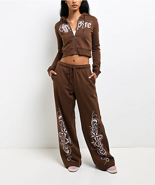 Empyre Scene Brown Wide Leg Sweatpants