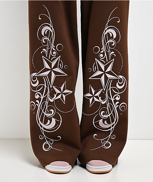 Empyre Scene Brown Wide Leg Sweatpants