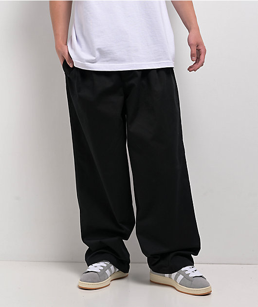 Empyre School Black Ultra Wide Skate Pleated Chino Pants