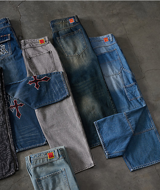 Empyre Scramble Grey Wash Loose Fit Skate Jeans