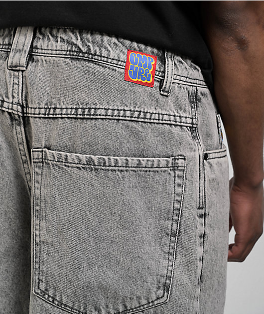 Empyre Scramble Grey Wash Ultra Loose Denim Skate Shorts | Zumiez