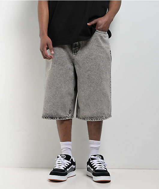 Empyre Scramble Grey Wash Ultra Loose Denim Skate Shorts | Zumiez