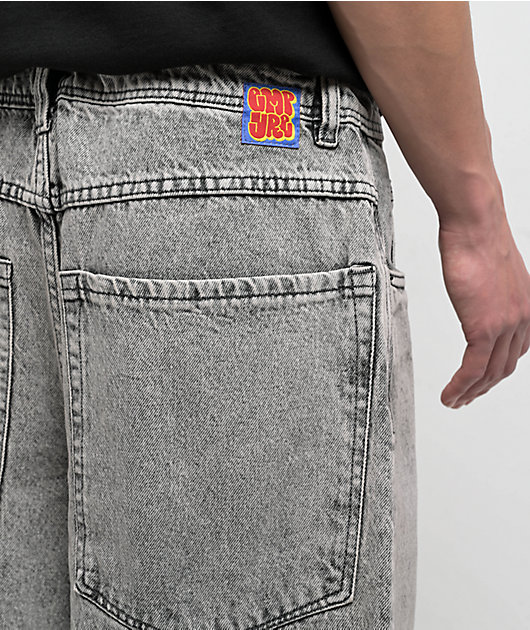 Empyre Scramble Ultra Wide Grey Wash Denim Skate Shorts