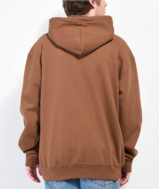 Zip-Up Hoodie Brown- Face Stitching at Front