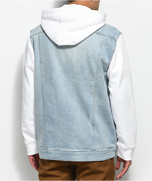 white hooded denim jacket