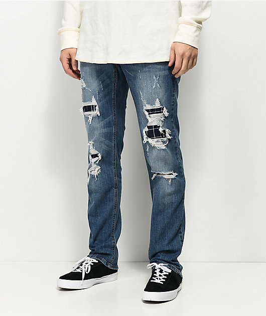 ripped jeans with patches