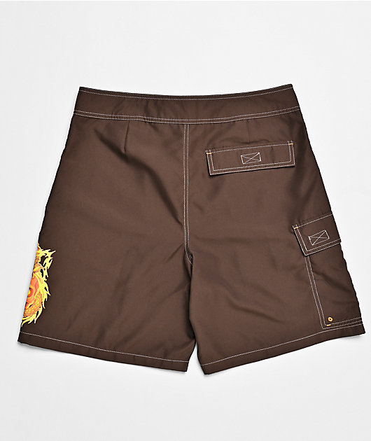 Empyre Skull Brown Cargo Board Shorts