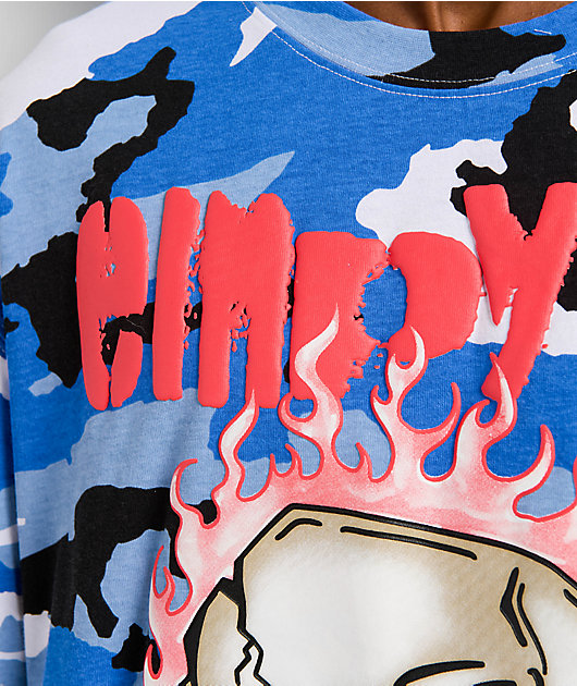 Empyre Skull Loose Screw Blue & White 2fer Long Sleeve T-Shirt