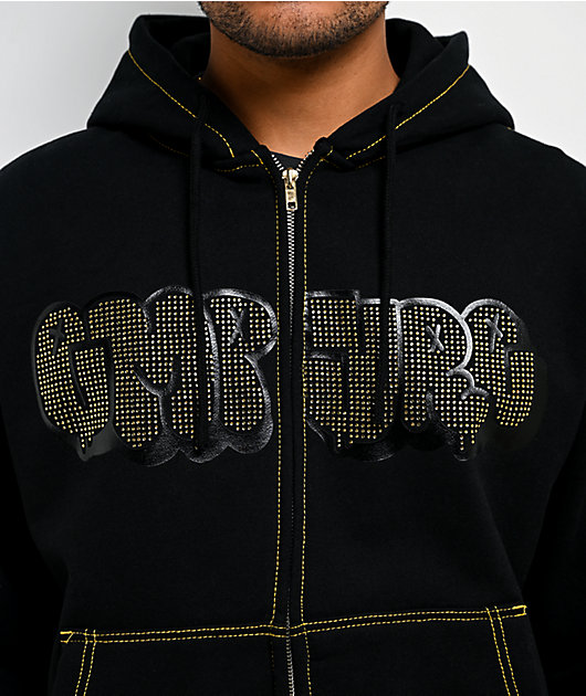 Empyre Slime Rhinestone Black Crop Zip Hoodie