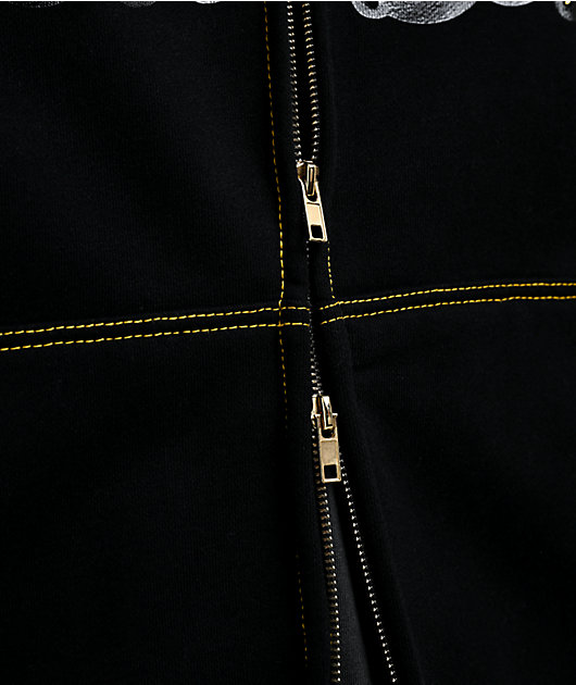 Empyre Slime Rhinestone Black Crop Zip Hoodie