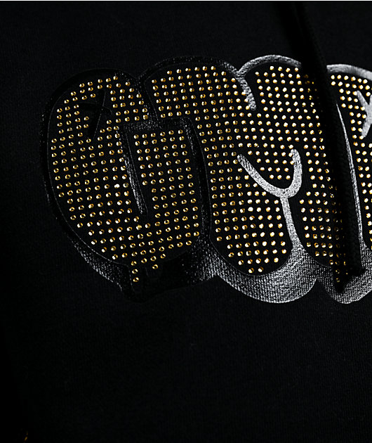 Empyre Slime Rhinestone Black Crop Zip Hoodie