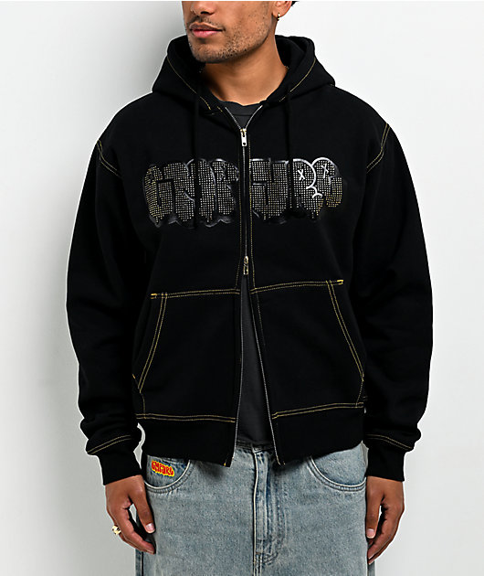 Empyre Slime Rhinestone Black Crop Zip Hoodie