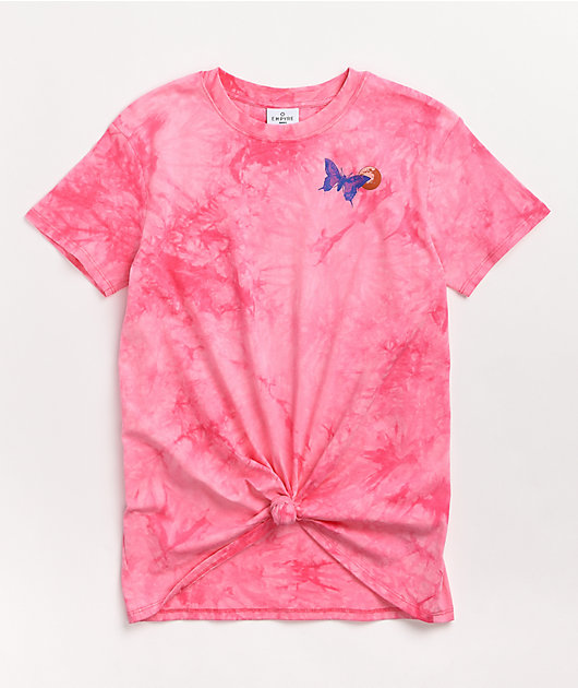 Empyre Sloane Skull Garden Pink Tie Front T-Shirt | Zumiez
