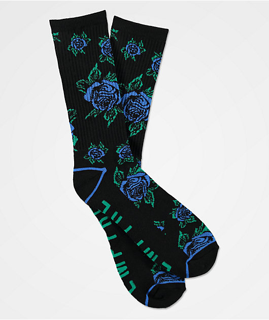 Empyre Smells Like Roses Blue Black Crew Socks