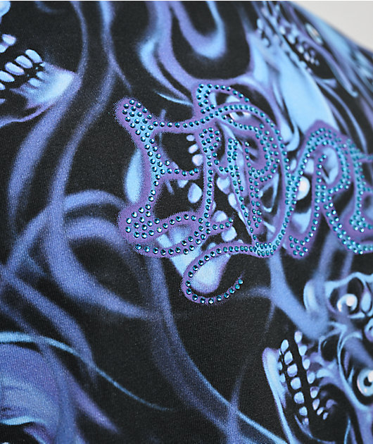Empyre Smokeshow Skulls Blue & Black Boxy T-Shirt