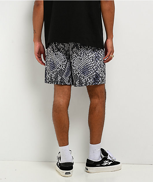 Empyre Snake Off White & Blue Mesh Shorts