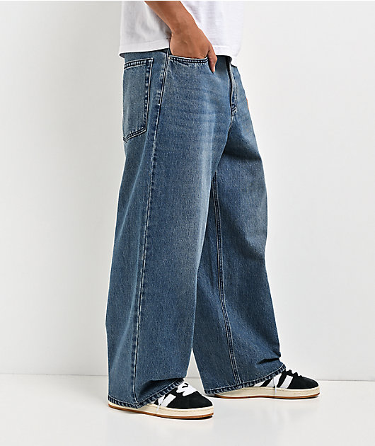 Empyre Spin Off Medium Blue Wash Ultra Wide Jeans