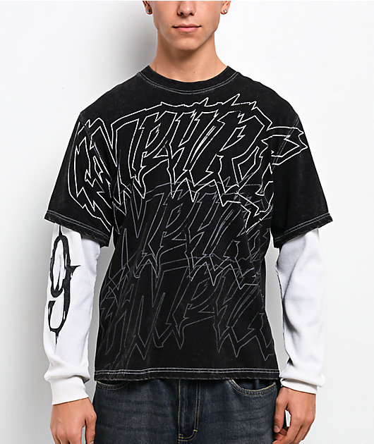 Empyre Sports Homie Black Wash & Natural 2fer Long Sleeve T-Shirt