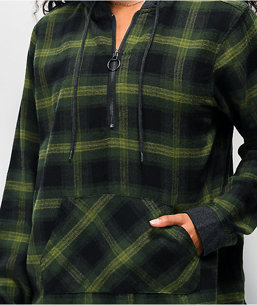 flannel half zip pullover