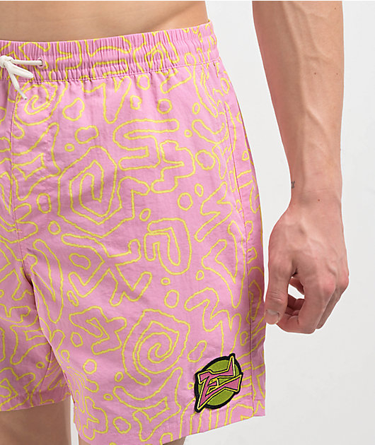 Empyre Squiggle Floater Pink & Yellow Board Shorts