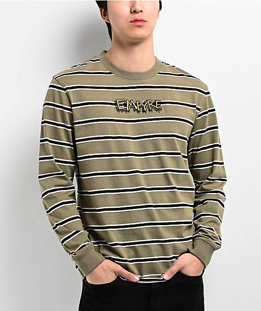 Empyre Stove Top Green Stripe Long Sleeve Knit T-Shirt