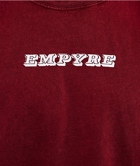 Empyre Sweet Grunge Maroon Wash Boxy T-Shirt