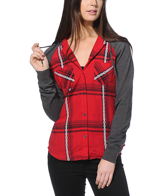 hooded jacquard flannel shirt