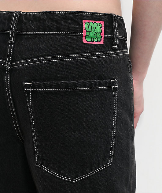 Empyre Sydney Marble Black Wash Loose Fit Denim Shorts
