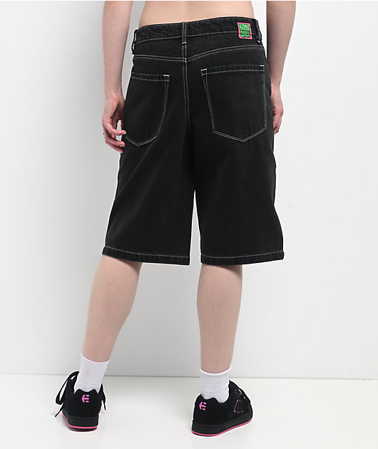 Empyre Sydney Marble Black Wash Loose Fit Denim Shorts