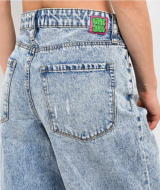 Empyre Sydney Partay Blue Light Wash Denim Shorts