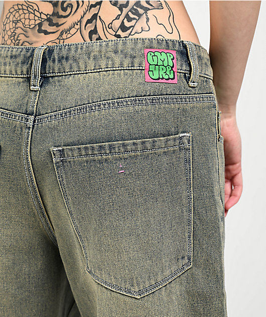 Empyre Sydney Petrol Wash Loose Fit Denim Shorts
