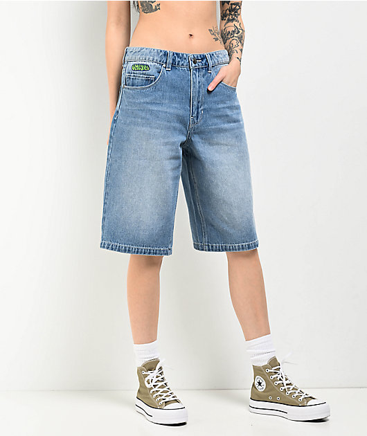 Empyre Sydney Shindig Light Blue Wash Loose Fit Denim Shorts | Zumiez