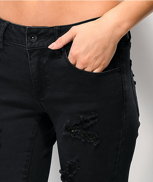Empyre Tessa Shredded Black Skinny Jeans