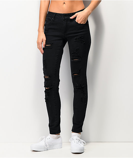 Black super ripped shops jeans