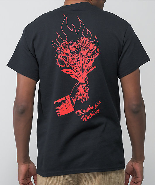 Tシャツ・カットソー Misery THANKS FOR NOTHING GRAPHIC PRINT BLACK T-SHIRT THANKS FOR NOTHING BLACK T-SHIRT – Misery Worldwide