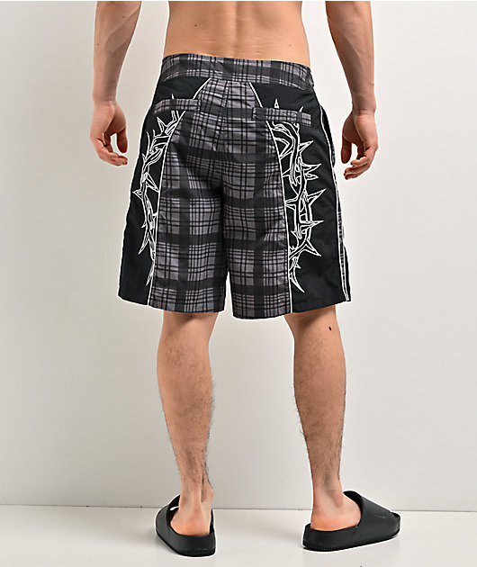 Empyre Thorn Grey Plaid & Black Board Shorts