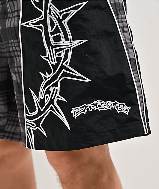 Empyre Thorn Grey Plaid & Black Board Shorts | Zumiez