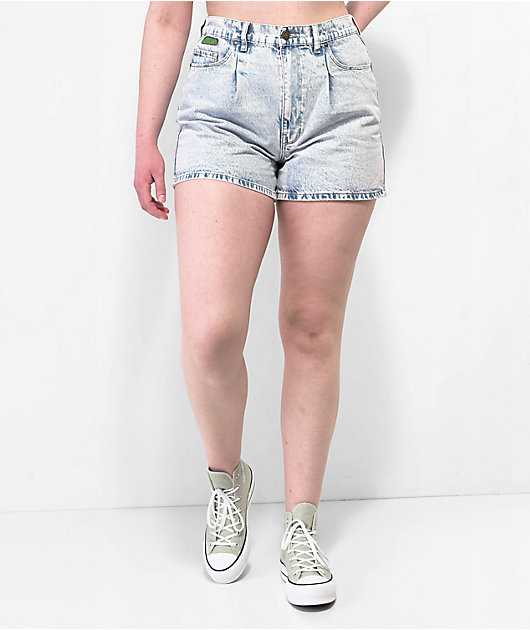 Empyre Tori Blue Pleated Denim Skate Shorts