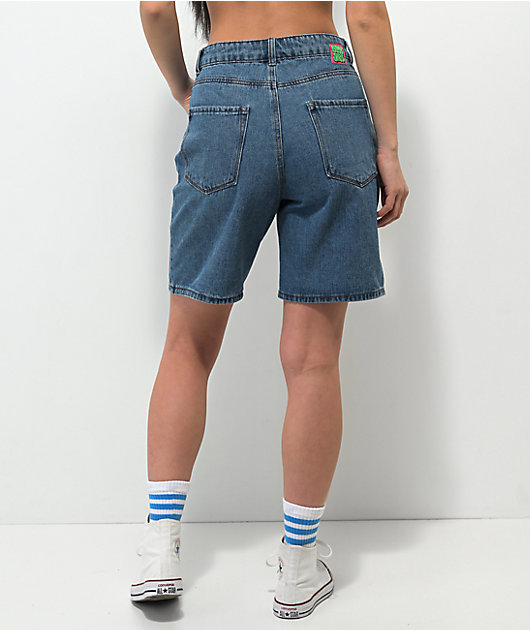 Empyre Tori Blue Wash Loose Fit Skate Shorts