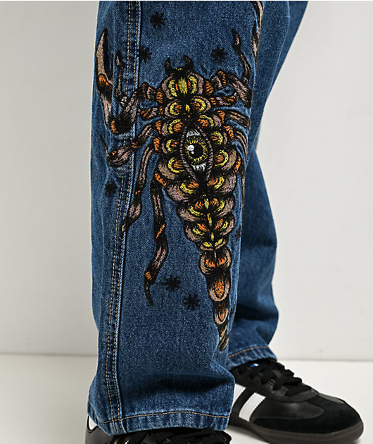 Empyre Tori Scorpion Embroidery Blue Skate Jeans